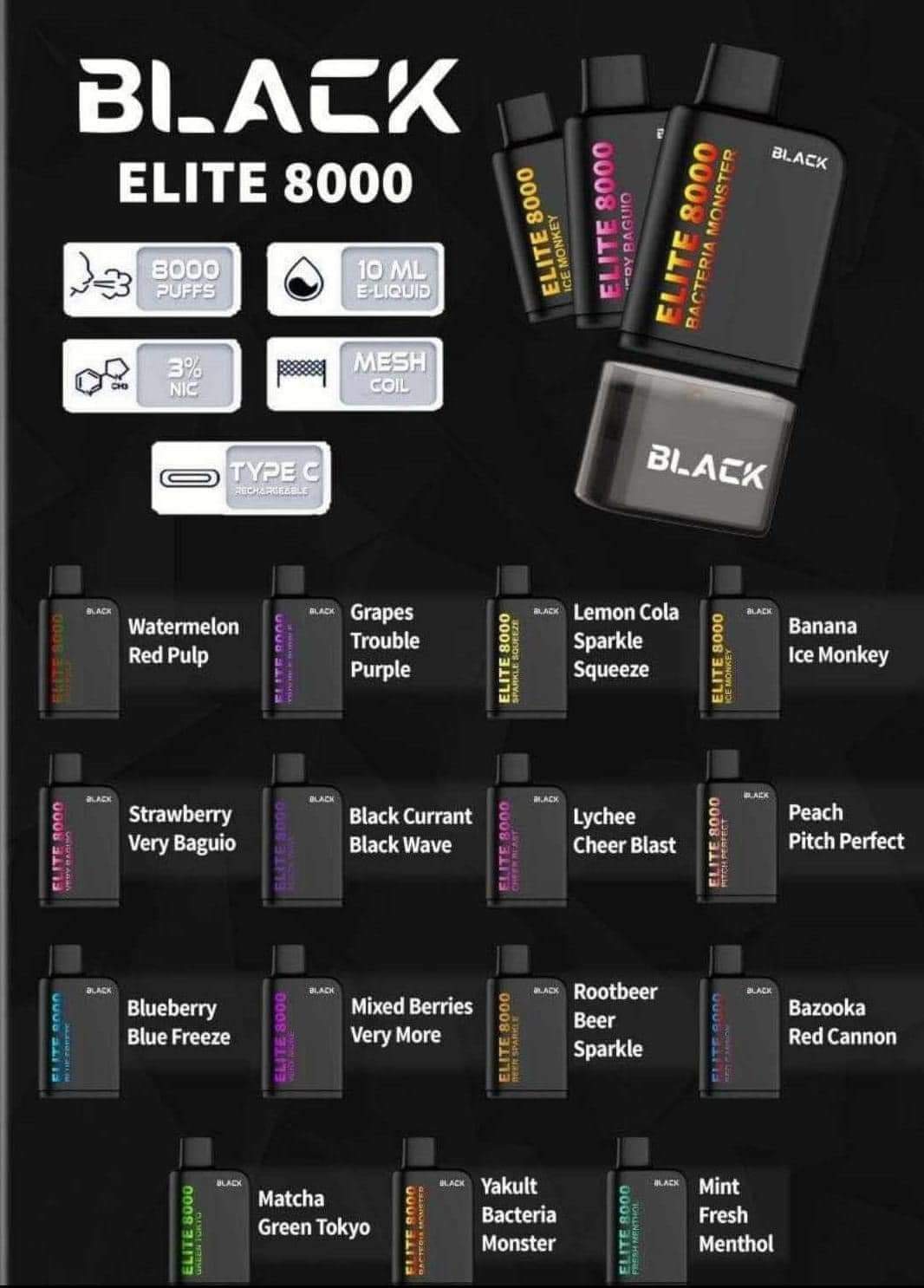 BLACK ELITE V1 PODS 8000 puffs
