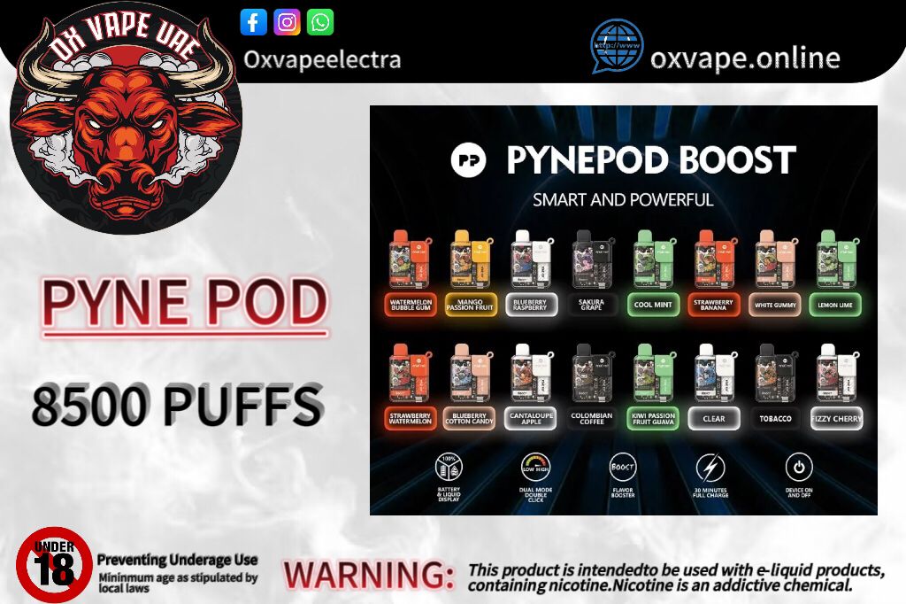 Pynce Pod PYNE POD BOOST 8500 Puffs Disposable Vape – OX VAPE MAKATI